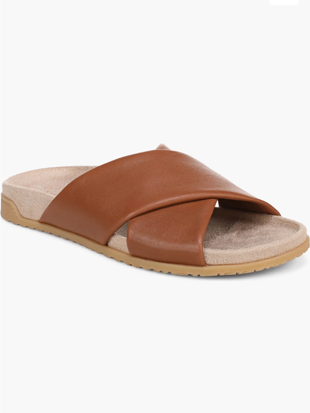 Vionic Etna Tan Leather Crossover Slide Sandals Size 10